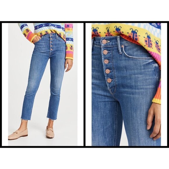 💕MOTHER💕 The Pixie Dazzler Ankle Fray Jeans ~ Beginner's Luck 32 NWOT - Picture 3 of 16